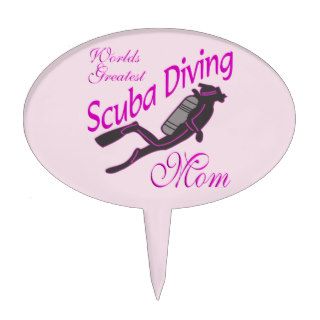 Scuba Diver Sport Worlds Greatest Scuba Diving Mom Cake Pick