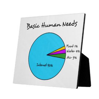 Funny Basic Human Needs for computer enthusiasts Plaques
