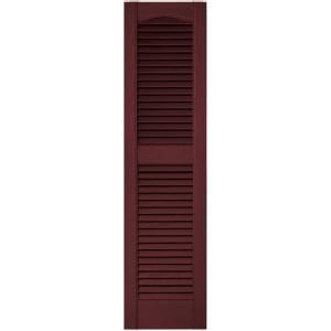 Builders Edge 12 in. x 48 in. Louvered Vinyl Exterior Shutters Pair in #078 Wineberry 010120048078