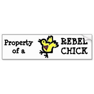 Rebel Chick   Confederate Flag Heart cartoon chick Bumper Sticker