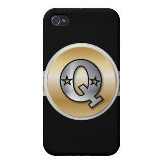 Monogrammed gold and silver effect letter q iPhone 4/4S cases