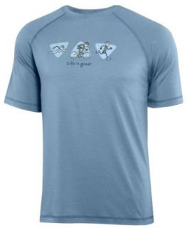 Life is good Men's Triathlon Poly T Shirt BLUE 2XL Clothing