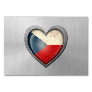 Czech Republic Heart Flag Stainless Steel Effect Table Card