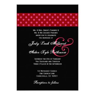 Red and Pink Polka Dots Wedding Monogram Custom Invitation
