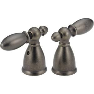 Delta Pair of Victorian Lever Handles in Aged Pewter for Bidets and 2 Handle Faucets H216PT