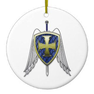 St Michael   Dragon Scale Shield Christmas Ornament