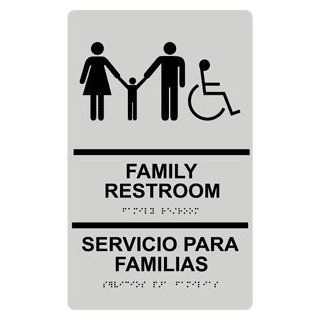 ADA Family Restroom Bilingual Braille Sign RRB 170 BLKonPRLGY  Business And Store Signs 