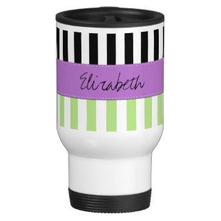 Your Name   Stripes (Parallel Lines)   Green Black Mugs