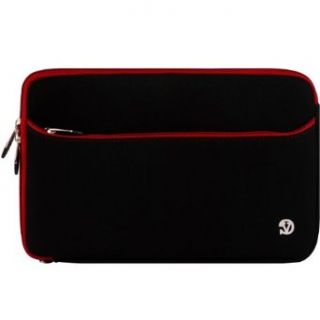 Premium Scratch Resistant Protective Neoprene Sleeve with Exterior Pocket for HP Butter Gold 173" Pavilion G7 1019WM Laptop PC , Black Red Trim Clothing
