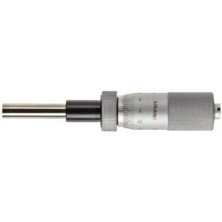 Mitutoyo 151 225 Micrometer Head, Middle Size, Heavy Duty, 0 25mm Range, 0.01mm Graduation, +/ 0.002mm Accuracy, Plain Thimble, Flat Face, Spindle Lock