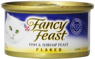 Fancy Feast Gourmet Cat Food, Flaked Fish & Shrimp Feast, Flaked 3 Ounce Cans (Pack of 24)  Canned Wet Pet Food 