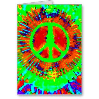 Abstract Psychedelic Tie Dye Peace Sign Greeting Cards