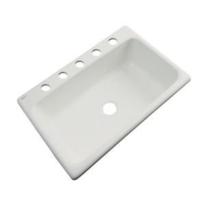 Thermocast Manhattan Drop in Acrylic 33x22x9 in. 5 Hole Single Bowl Kitchen Sink in Tender Gray 48581