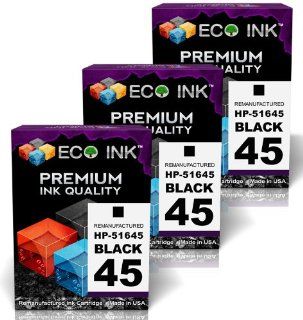 ECO INK  Compatible / Remanufactured for HP 45 51645A (3 Black) Ink Cartridges for HP Deskjet 1000cse, 1000cxi, 1100, 1100C, 1120C, 1120cse, 1120cxi, 1220c ps, 1220cse, 1220cxi, 1600, 1600c, 1600cm, 1600cn, 6122, 6127, 710, 710C, 712, 712C, 720, 720C, 722
