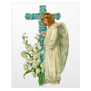 Blue Flowered Christian Cross Plaques