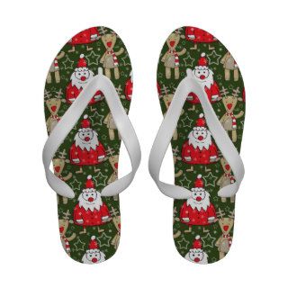 Santa and Reindeer Christmas Pattern Flip Flops