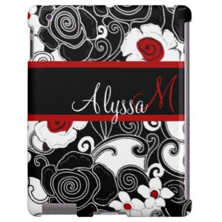 Red White Black Floral Personalized Apple Ipad234 Case