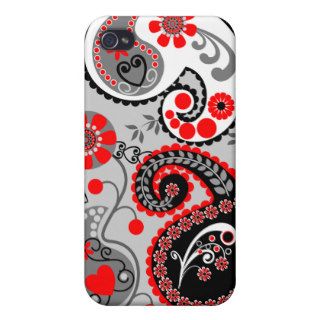 Romantic Floral Paisley case with Name iPhone 4 Cases
