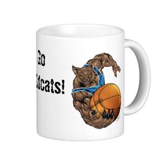 Wildcats Bobcats Basketball Blue, White Stripe Mugs