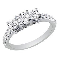 14k White Gold 3/4ct TDW Diamond 3 stone Design Ring (G H,SI2) Diamond Rings