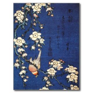 Japanese Bush Warbler and Weeping Cherry (Hokusai) Post Cards