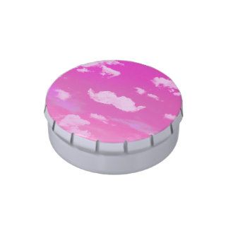 Funny Mustache Cool White Clouds Pink Skyscape Jelly Belly Tin