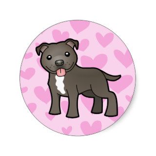 Pit Bull / Staffie Love (blue and white) Stickers