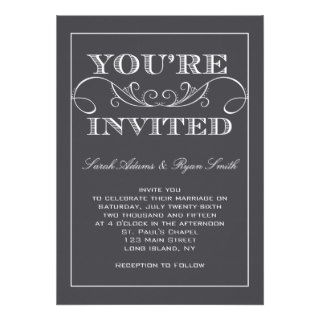 Chic Charcoal Swirl Wedding Invitation