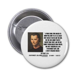Machiavelli Prince Imitate Fox and the Lion Quote Pinback Buttons