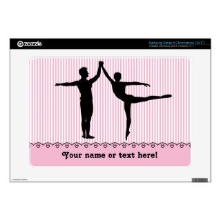 Ballet Dancers Motif to Customize Pink Stripe Samsung Chromebook Decals