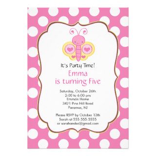 Cute Butterfly Birthday Party Invitation