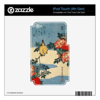 Black naped Oriole and China Rose (by Hokusai) iPod Touch 4G Decals