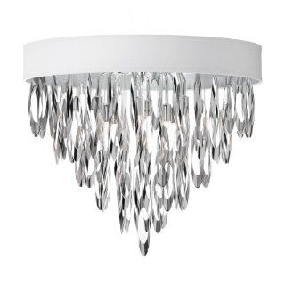 Dainolite Lighting ALL 164FH PC WH 4 Light Flush Mount Chandelier, Polished Chrome Finish with White Shade   Close To Ceiling Light Fixtures  