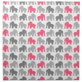 Pink And Grey Elephant Pattern Napkins