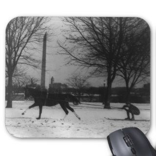 Man Skiing Behind a Horse Photograph Mouse Pads