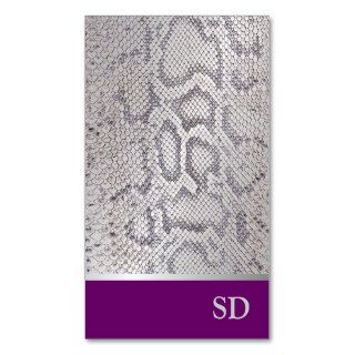 Silver Light Purple Gradient Snake Skin Print Business Card Template