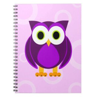 Who? Mrs. Purple Owl   Pink Circles Spiral Notebooks