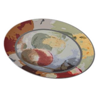 Bold Abstract Fruit (grey rim) Party Plates