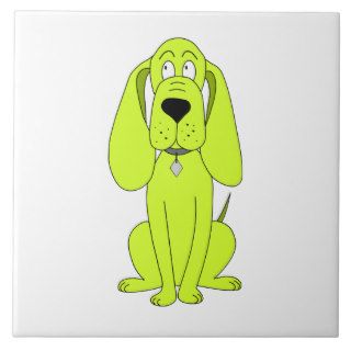 Lime Green Dog. Cute Hound Cartoon. Ceramic Tile