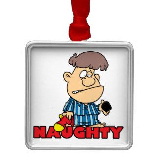 funny naughty boy gets coal cartoon christmas ornaments
