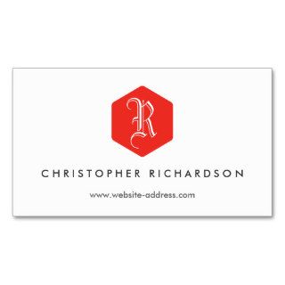 YOUR ELEGANT MONOGRAM LOGO IN RED & WHITE BUSINESS CARD TEMPLATE