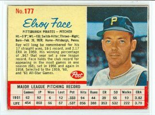1962 Post Baseball 177 Elroy Face Pirates Very Good to Excellent Sports Collectibles
