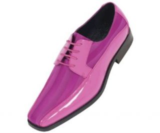 Viotti Mens Hot Pink Dress Oxford with Striped Satin and Patent Trim  Style 179 Hot Pink Fuchsia  003 Shoes