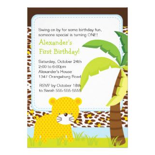 Jungle Safari Leopard Birthday Party Invitation