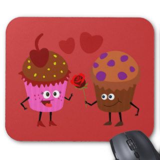 a Stud Muffin giving a flower to a Cupcake Mouse Pad