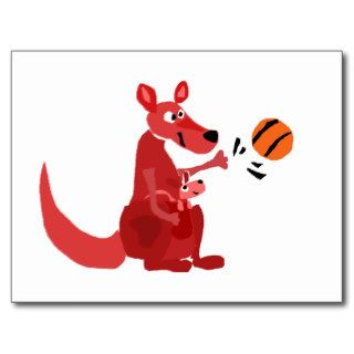YY  Kangaroo Mother and Baby with Basketball Postcard