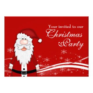 Cartoon Santa Christmas Party Personalized Invitations