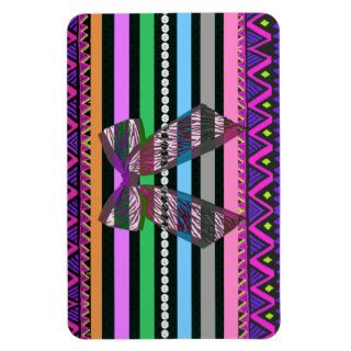Pink Black Tribal Colorful Stripes Zebra Print Rectangle Magnet