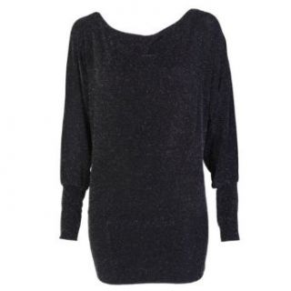 Womens Plus Size Lurex Sparkle Batwing (Aqa) (14 16, black) Shirts