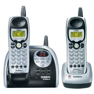 Uniden DXAI5188 2 5.8 GHz Analog Cordless Phone with Dual Handsets, Digital Answering System, and Caller ID (Silver/Black)  Cordless Telephones  Electronics